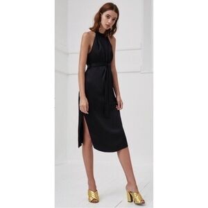 NWT C/MEO Black Can't Resist Pleated Silky Dress size L